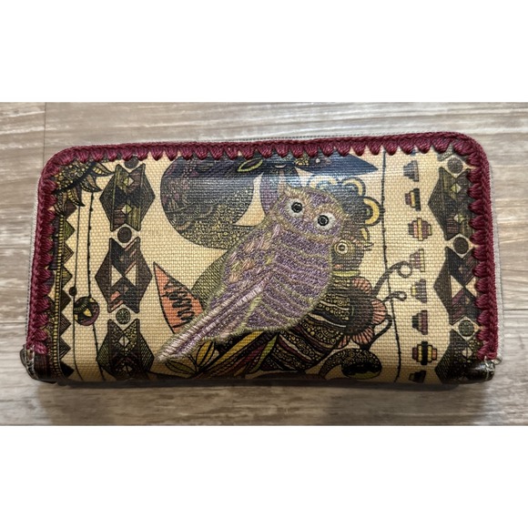 Boho Chic Sakroots Wallet Owl Sunflower Multi Color Clutch Zip Around Wallet - Picture 2 of 9